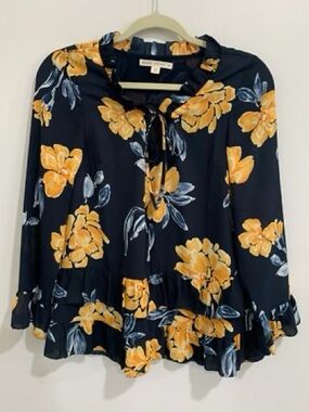 Anthropologie Paper Crown floral blouse size S